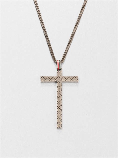 gucci cross necklace men's|gucci silver and onyx necklace.